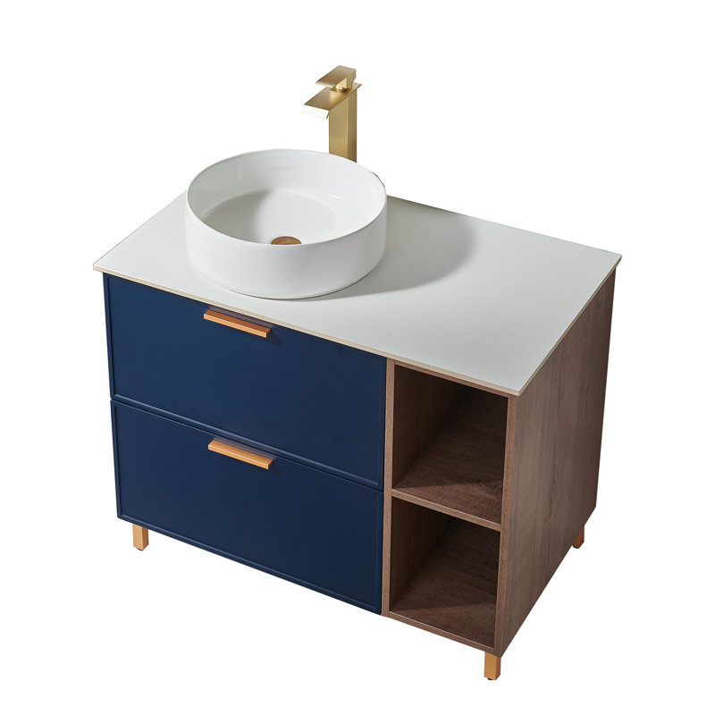 Ensemble de meuble-lavabo simple 36 po bleu