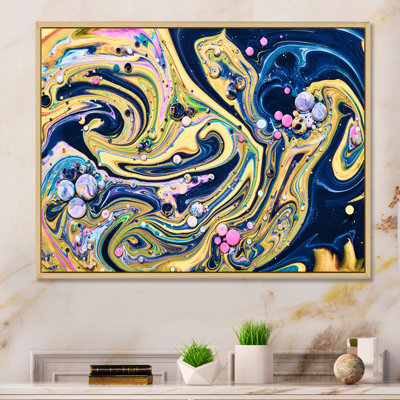 Art acrylique sur toile bleu et jaune - Art mural moderne et contemporain sur toile