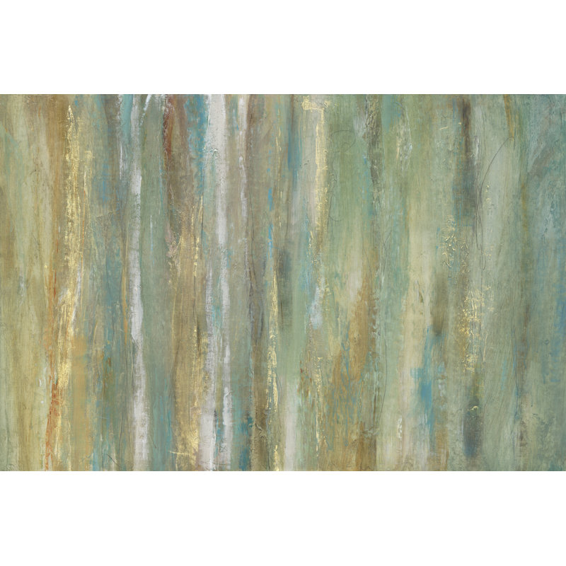 Vertical Flow II - Painting on Canvas, 30cm H x 46cm W, Black Floater Framed