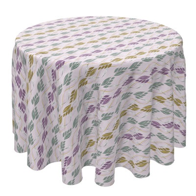 Round Floral Cotton Twill Tablecloth