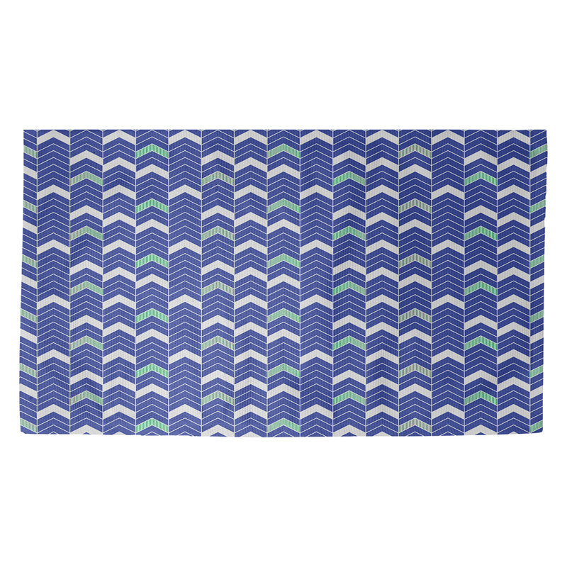 Tapis bleu à motif de rayures à chevrons Stephenie, Rectangle 2 pi x 3 pi