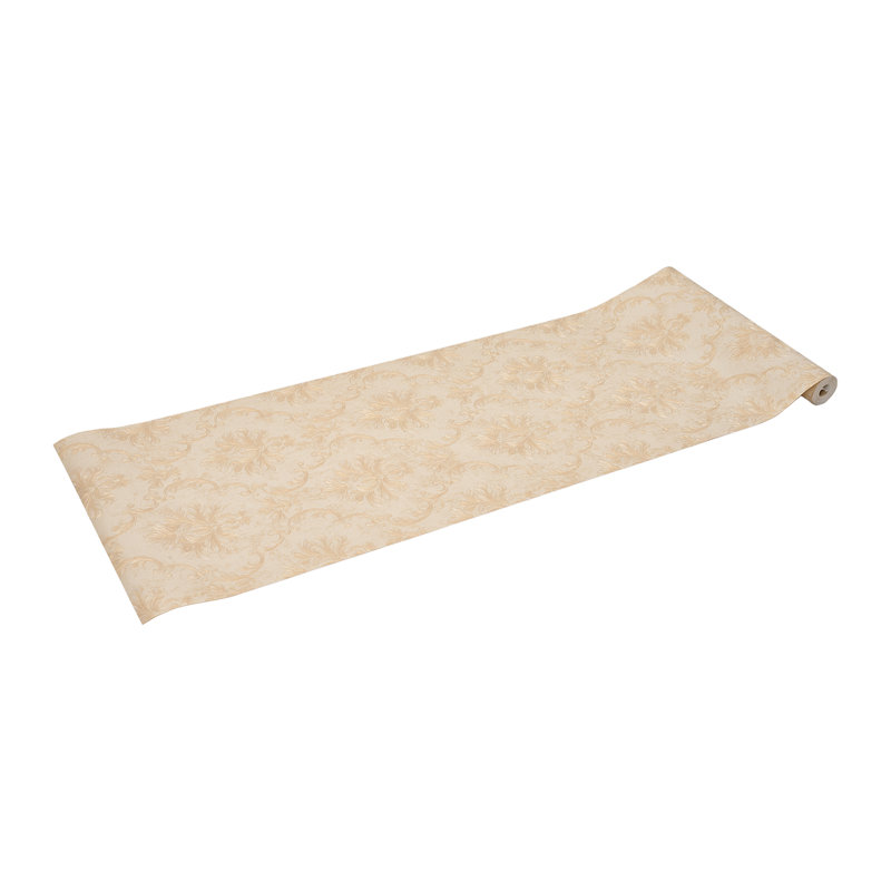 Non-Pasted Non-Woven 3D Embossed Wallpaper Roll, Beige/Gold