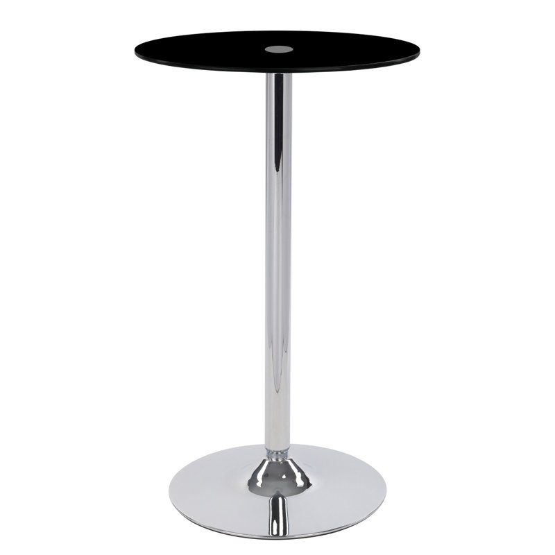Battista Round Glass Top Dining Table, Black Glass