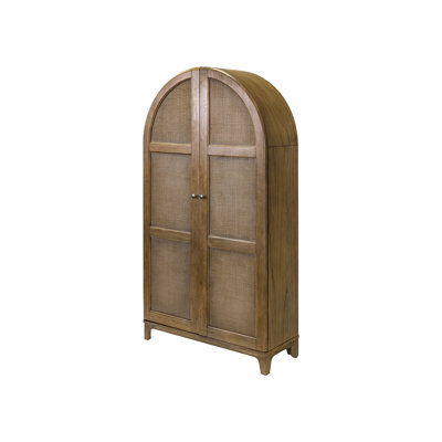 Cearah Coastal Arch shaped Bar Cabinet, Dining Cabinet, Arch Bookcase, Fully Assembled, Brown
