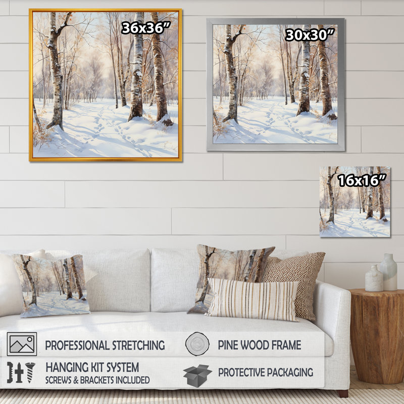 «Trees Charm In Winter I - Trees», art mural, H 36 po x l 36 po x P 1,5 po, Cadre naturel flottant