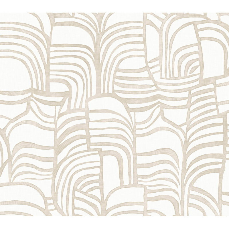 Papier peint adhésif en lin Featherwork, Beige