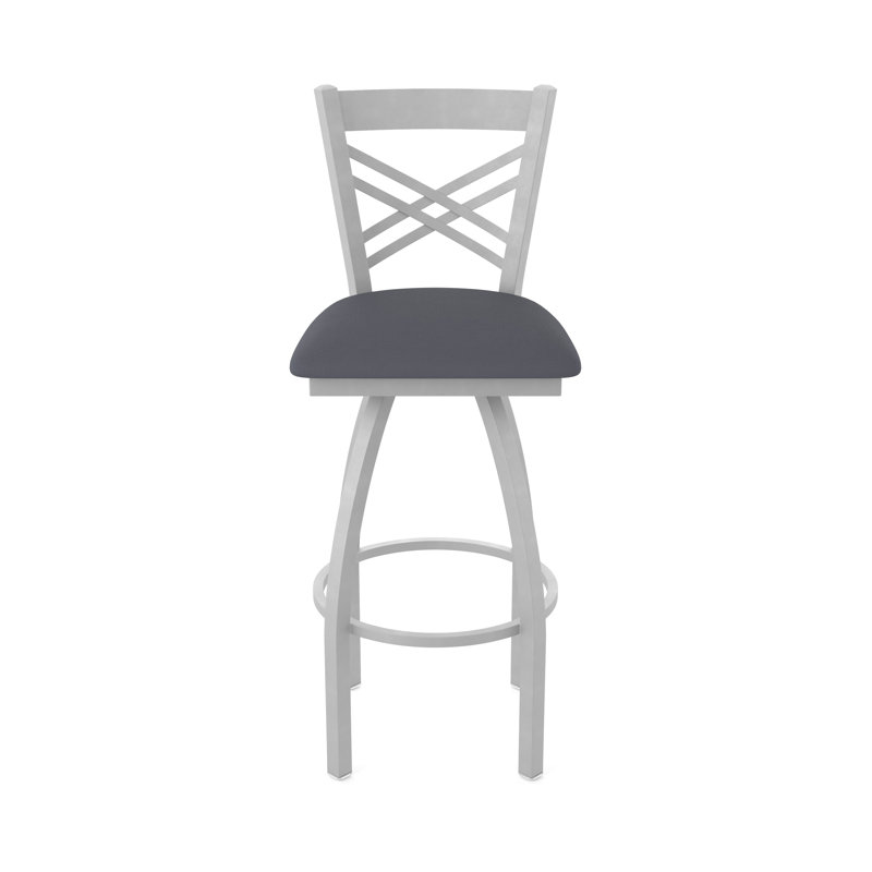 Tabouret pivotant 820 Catalina, Nickel anodisé, Vinyle - tempête Canter, Tabouret de comptoir (siège d'une hauteur de 25 p