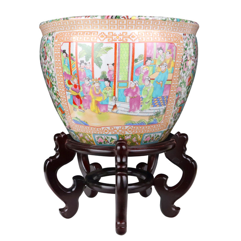Chinese Porcelain Planter in Rose Medallion Pattern, 7" H x 10" W x 10" D