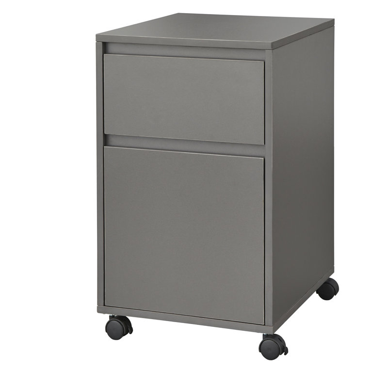 15.5'' Wide 2 -Drawer Mobile File Cabinet, Black