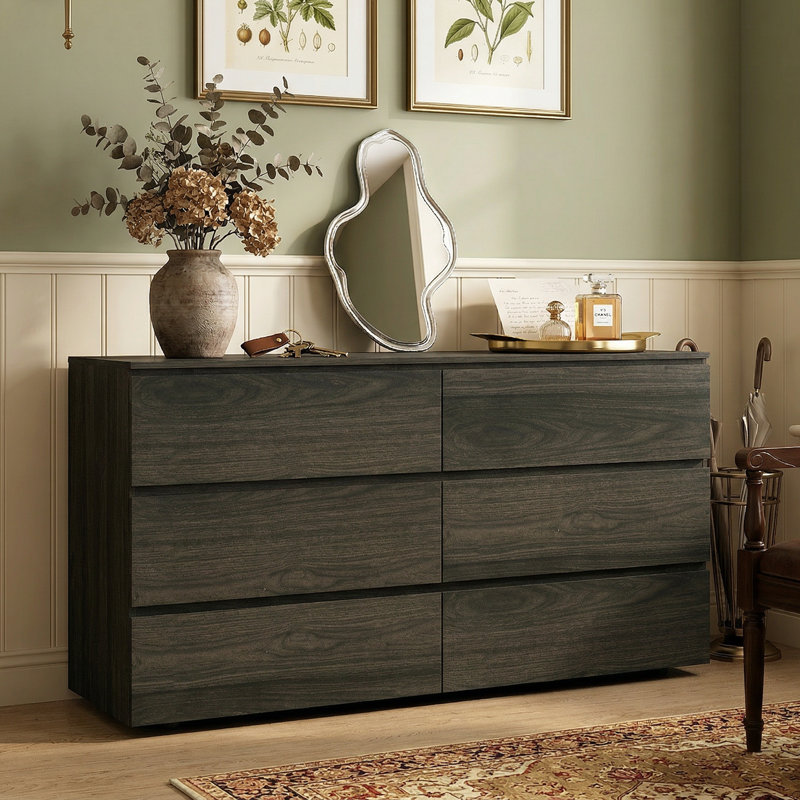 Anastasiya 59'' W 6 - Drawer Dresser, Dark Brown