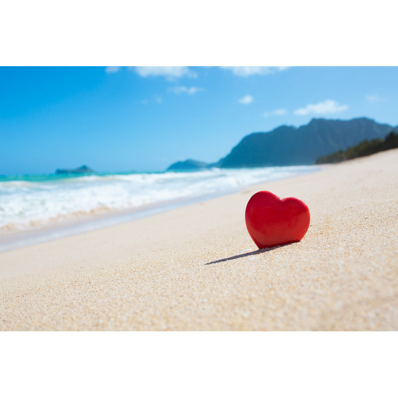 Heart On The Beach by Kieferpix - Wrapped Canvas Print, 30cm H x 46cm W
