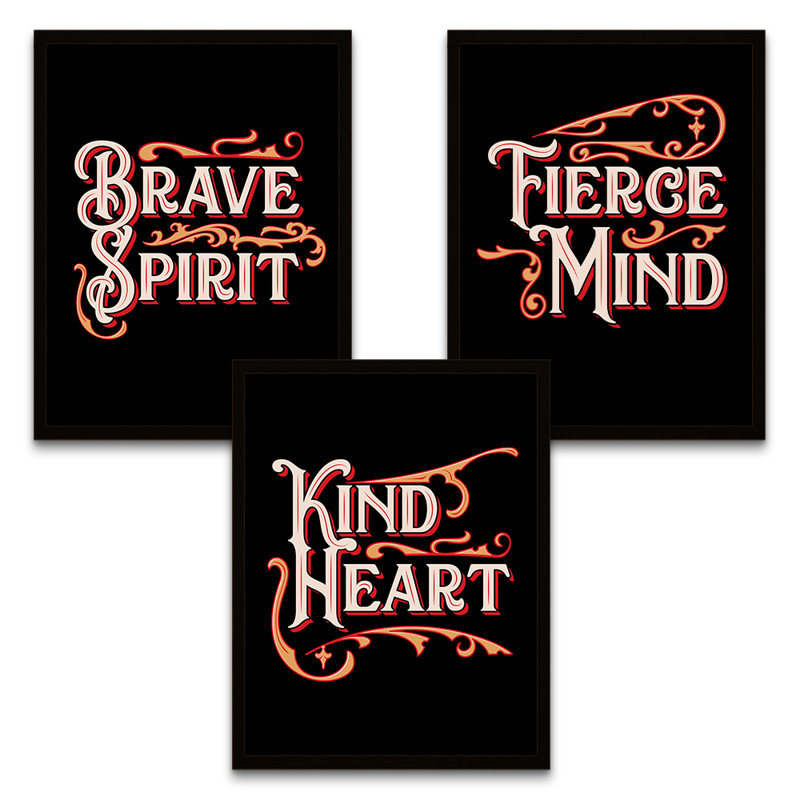 Brave Kind Fierce Powerful Cirque - 3 Piece Print Set