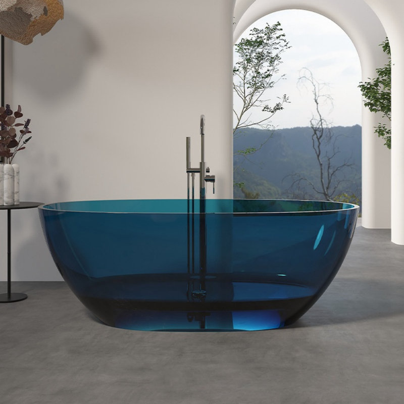 Ensemble de douche et baignoire incurvée incurvée l 63 po H 22 po H, Bleu