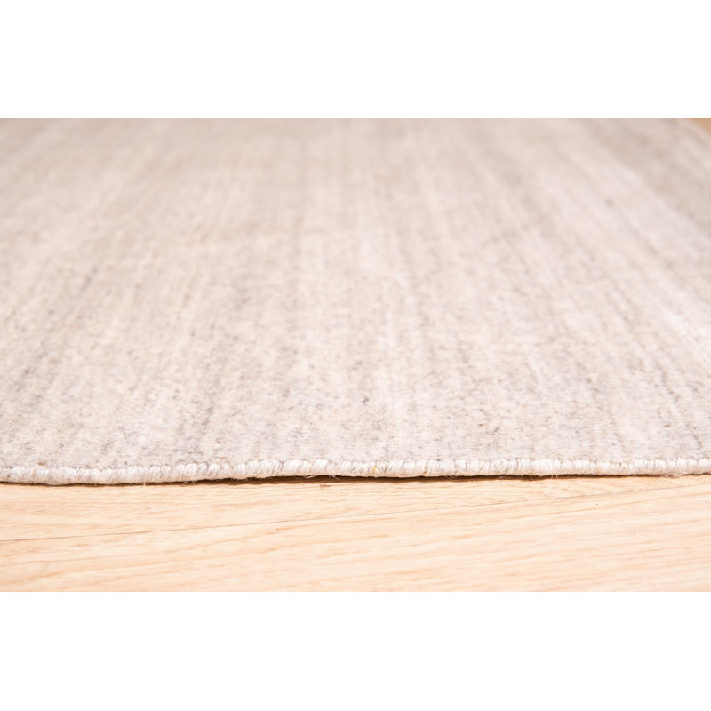 Ivory Hand-Knotted Wool Viscose Striated Texture Geometric Modern Contemporary Carpet Rug, 10' x 14'