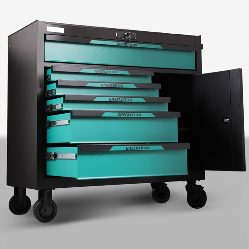 Plouffe 40.9'' W Steel Bottom Rollaway Chest with Wheels, Blue/Black