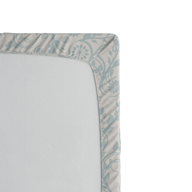 Microfiber Fitted Sheet, Twin Fitted Sheet, Blue Floral