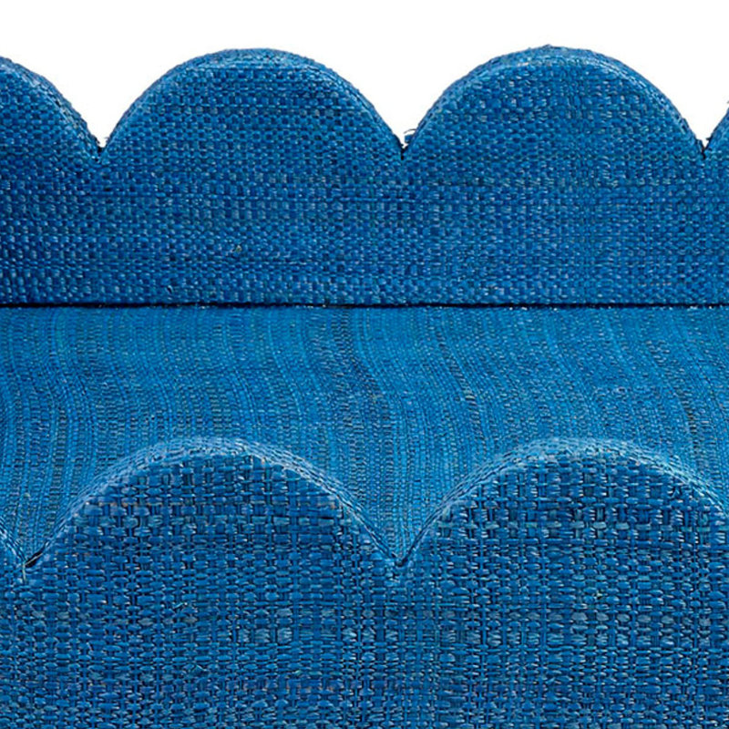 Plateau décoratif Rori, bord festonné 15 po, raphia, Bleu