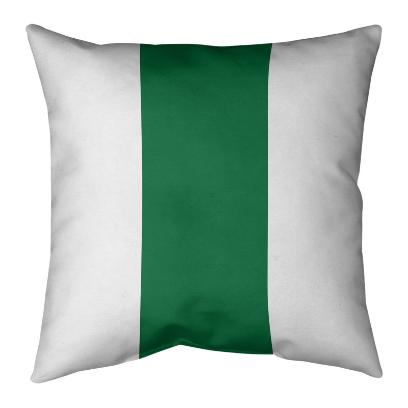 Housse de coussin, 16 po x 1 po, Blanc / Vert, Sergé de coton