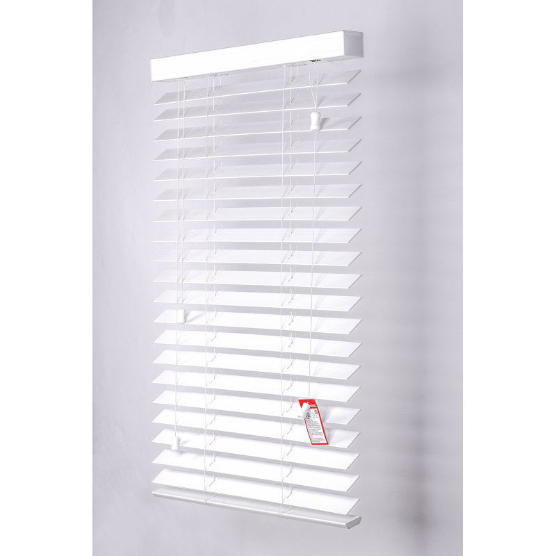 Faux Wood Waterproof Venetian Blind with Corded Light Control, White, 213 cm L x 120 cm W