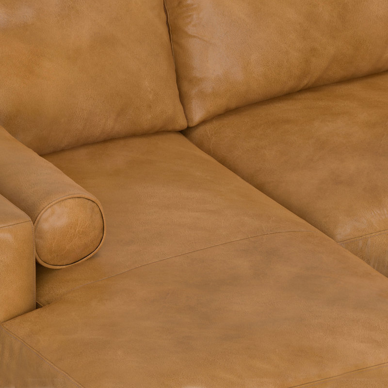 Sienna Leather L-Shaped Sectional Sofa with Ottoman