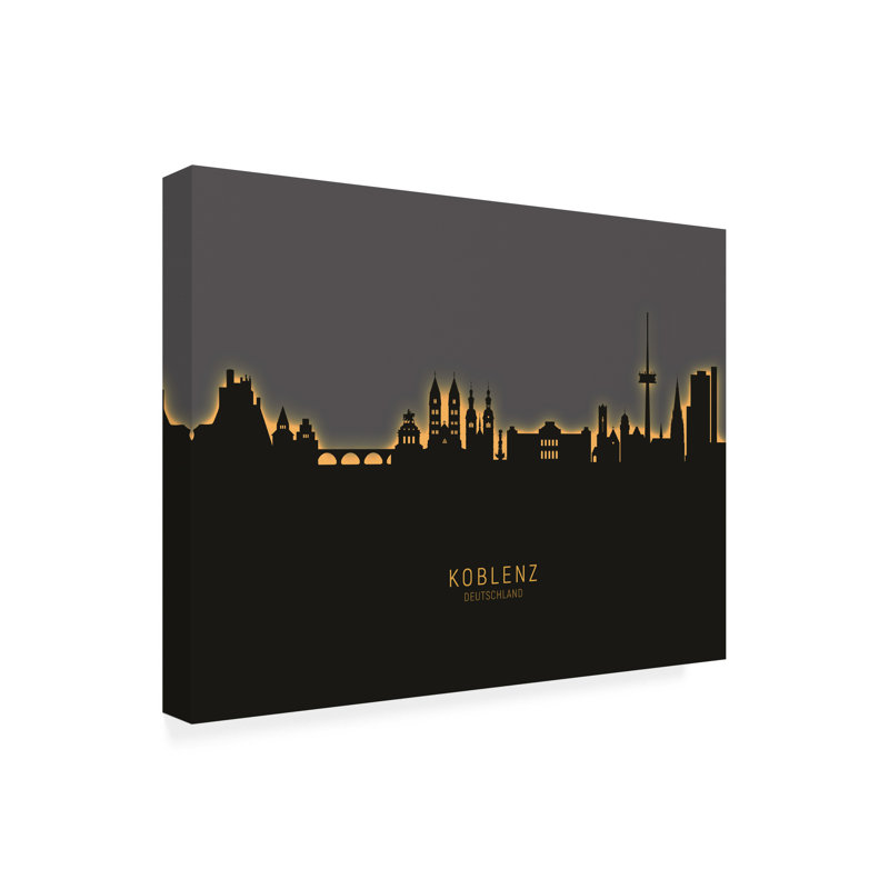 Art sur toile «Michael Koblenz Allemagne Skyline Glow II» par Michael Tompsett, H 24 po x l 32 po x P 2 po
