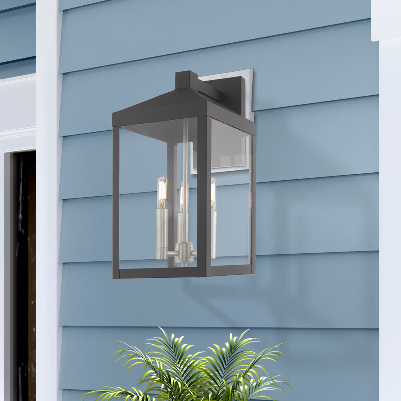 Lanterne murale d'extérieur 3 lumières Bartek, H 17,5 po x l 8,25 po x P 9,75 po, Gris scandinave