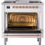 Cuisinière à double combustible 36 pouces avec 6 brûleurs, plaque chauffante (porte vitrée) ILVE Nostalgie II Series-98168231-124968149
