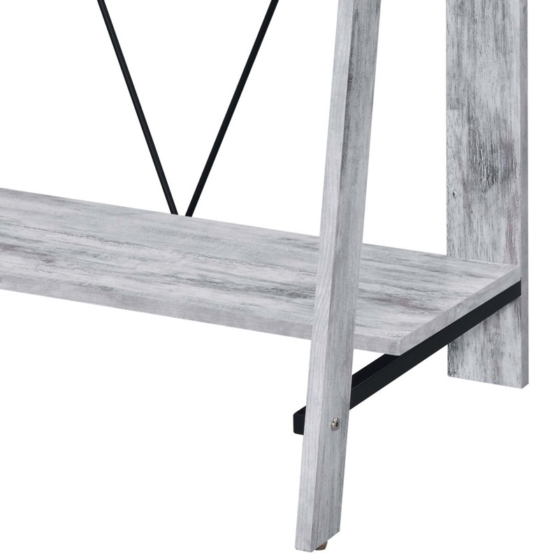 Nypho Antique White& Black Finish Writing Desk, White