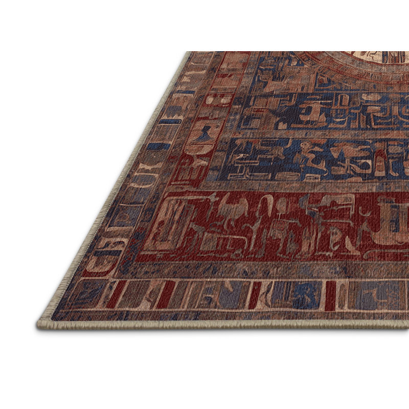 Machine Washable Brown Area Rug, Square 3'