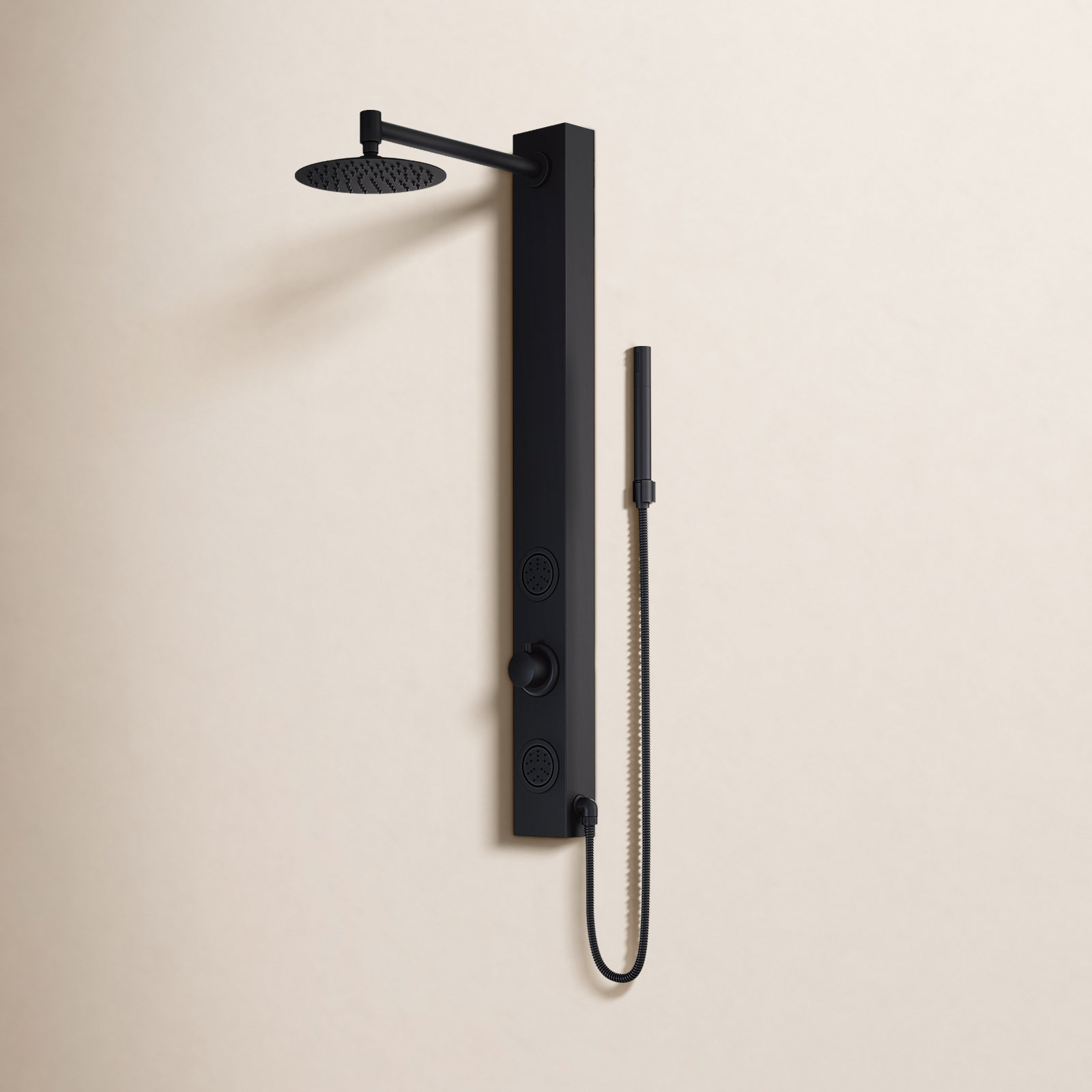 Gardenia 2-Jet Shower System with Hand Wand, Matte Black