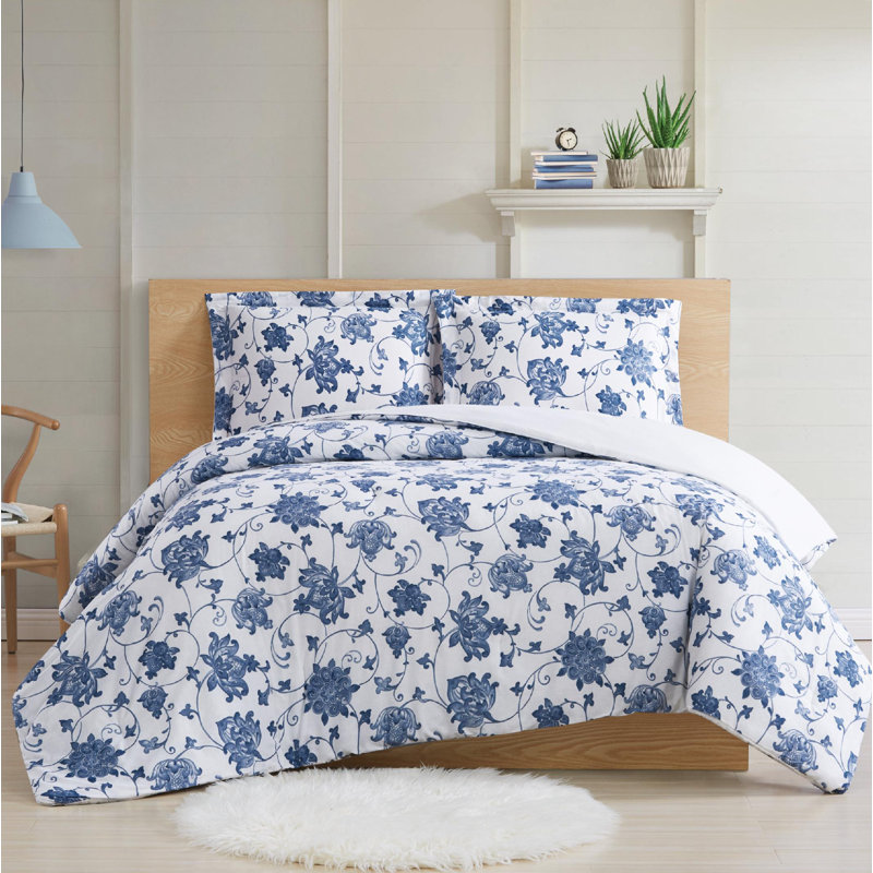 King Blue and White Cotton Comforter Set