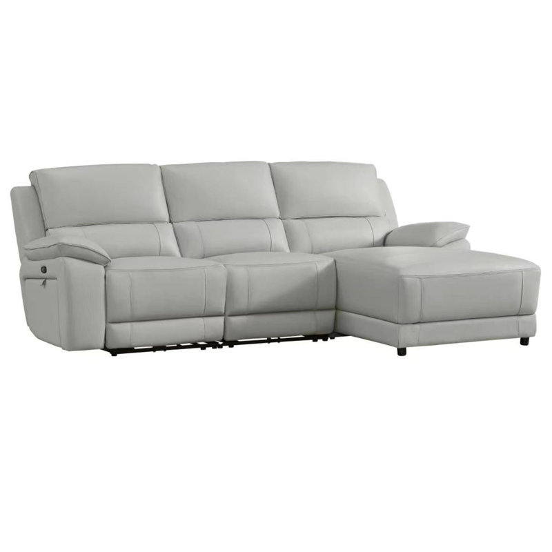 Carrabelle Leather Power Recliner Sectional, Right Hand Facing, Smoke Genuine Leather