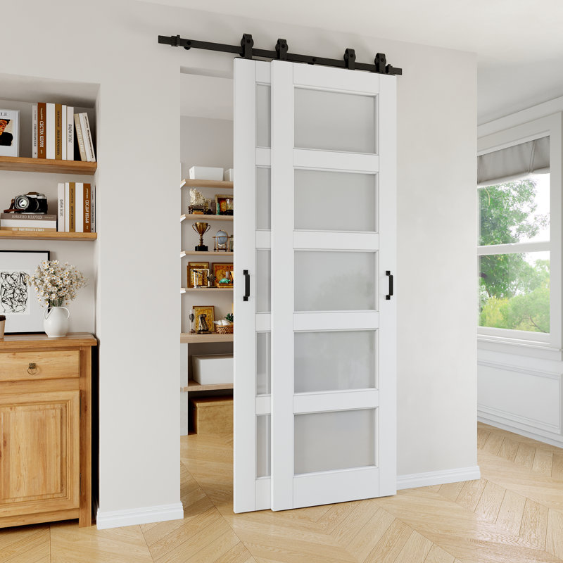Portes doubles de grange coulissantes 52 "x 96" 5-Lite, 52 po x 96 po