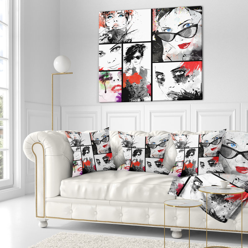 Coussin lombaire à collage de visages magnifique Abstract