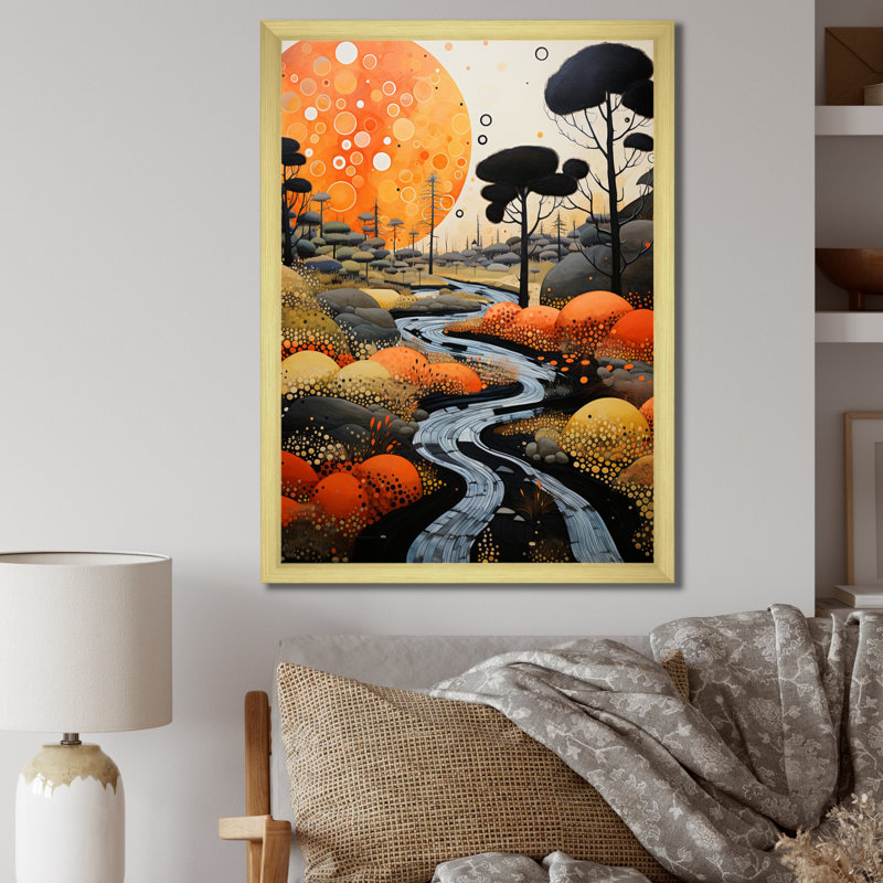 Caustings Geyser Geotheral Wonder Pointillism III, H 40 po x l 30 po x P 1,5 po, Encadrement doré