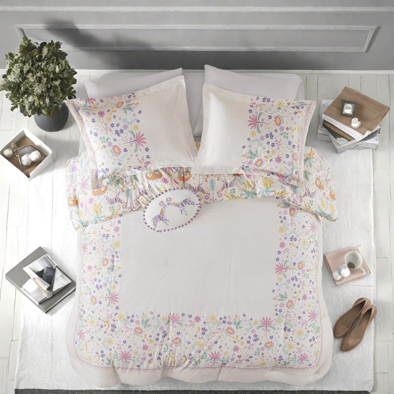 Ensemble de literie réversible en coton, motif floral, double / grand, décoration intérieure
