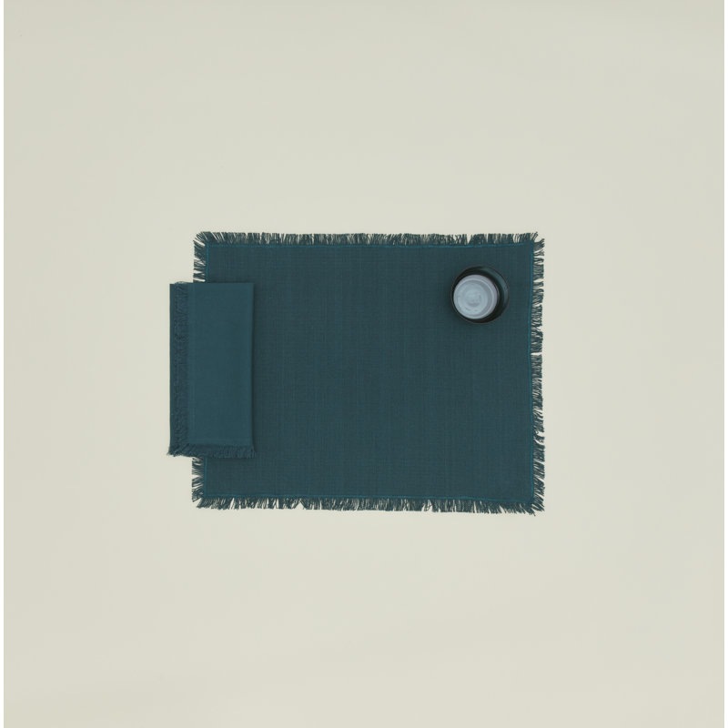 Essential 100% Cotton Rectangle Placemats, Peacock