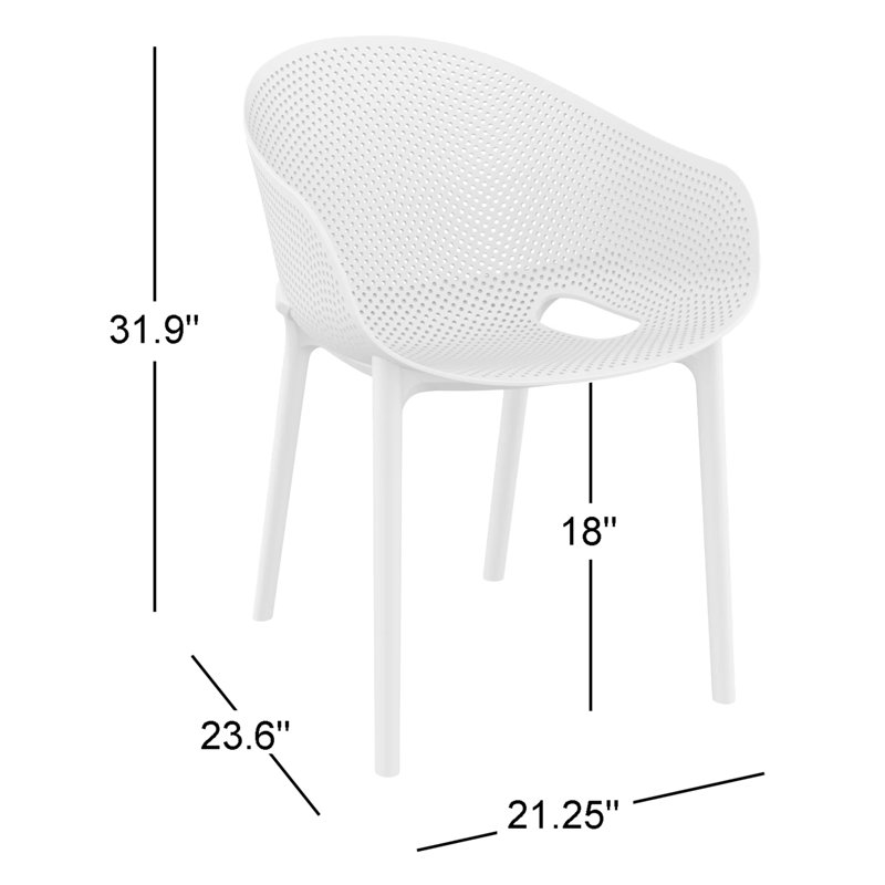 Chaise d'appoint empilable pour patio Farrah, Blanc