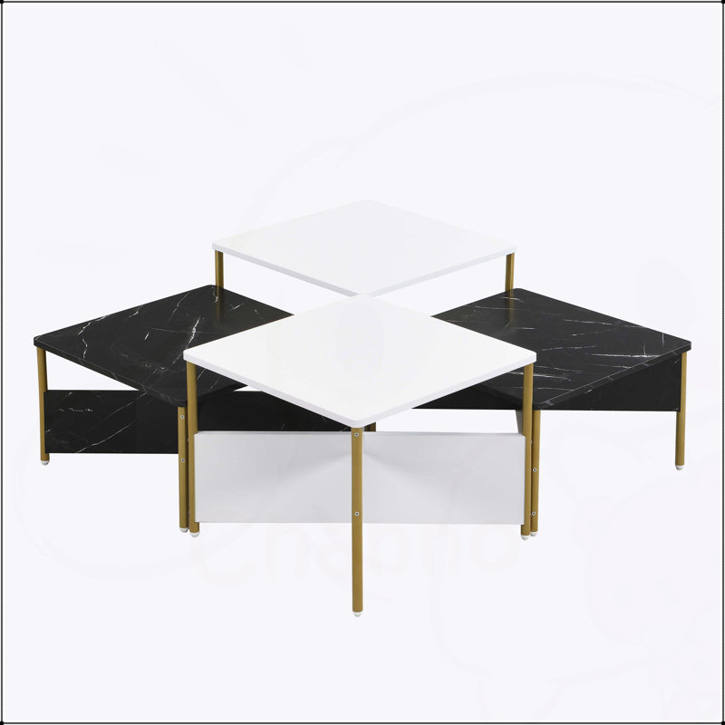 Ensemble de 4 tables basses Modern Modern, Noir, blanc, H 15,7 po x L 39,4 po x l 39,4 po