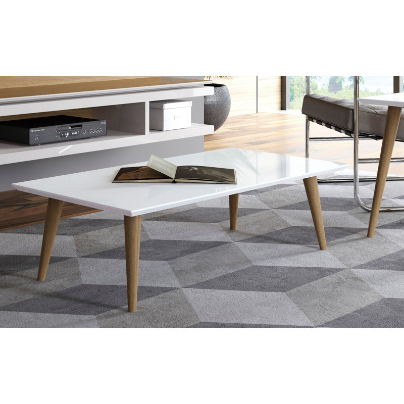Utopia 40" Contemporary Modern Rectangle Coffee Table in White, White Gloss
