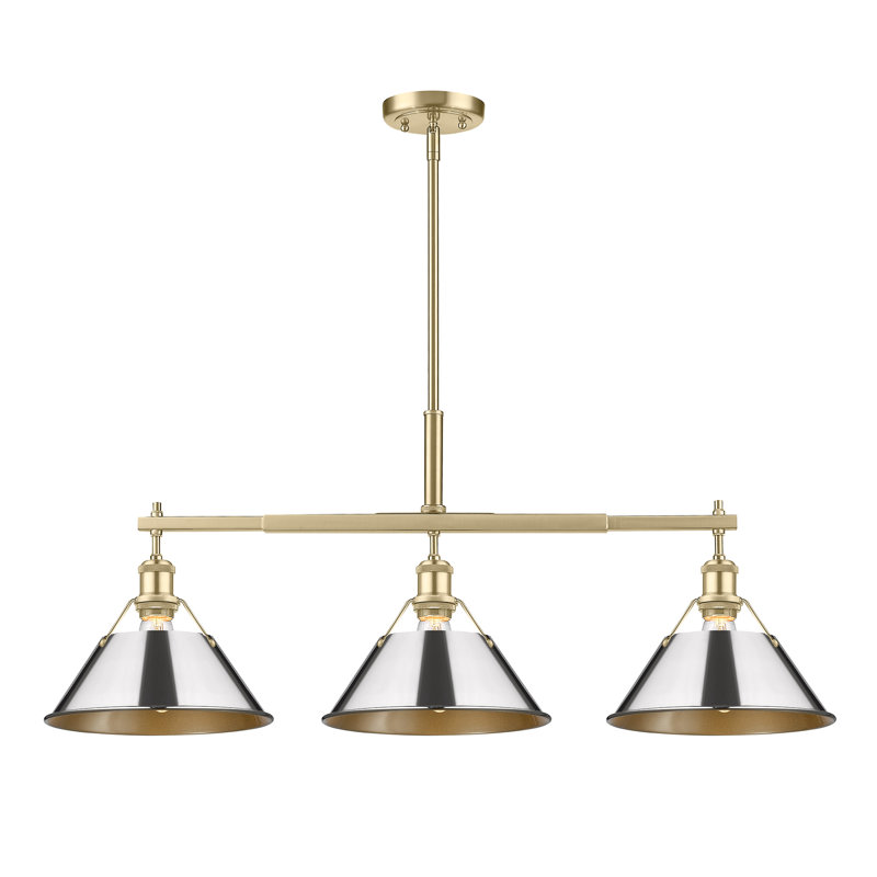 Weatherford 3 - Light Kitchen Island Pendant, Brushed Champagne Bronze, Chrome