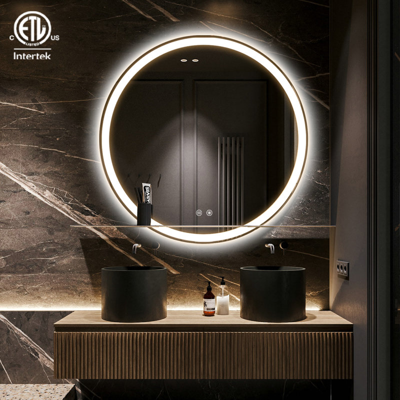 Flat LED Wall Mirror, 44.88" H x 44.88" W x 2.17" D