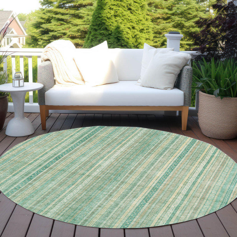 Tapis intérieur / extérieur bleu sarcelle Emberith, 8 pi x 8 pi