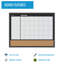 MasterVision Magnetic Dry Erase Monthly Calendar Planner with Notes Space & Push Pin Corkboard, 18" x 24", Black Frame