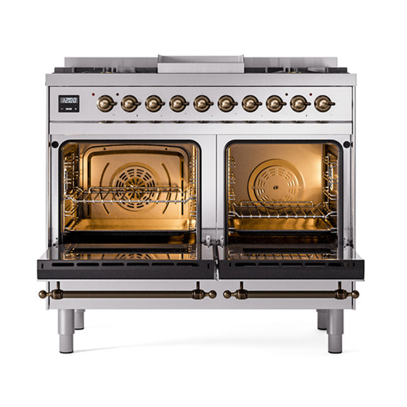 ILVE Nostalgie II Noblesse 40 in Dual Fuel Range, Liquid Propane, Stainless Steel/Bronze