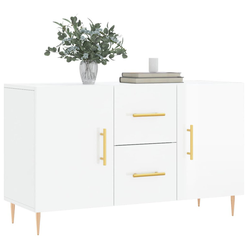 Margelene 100 Wide 2 Drawer, High Gloss White