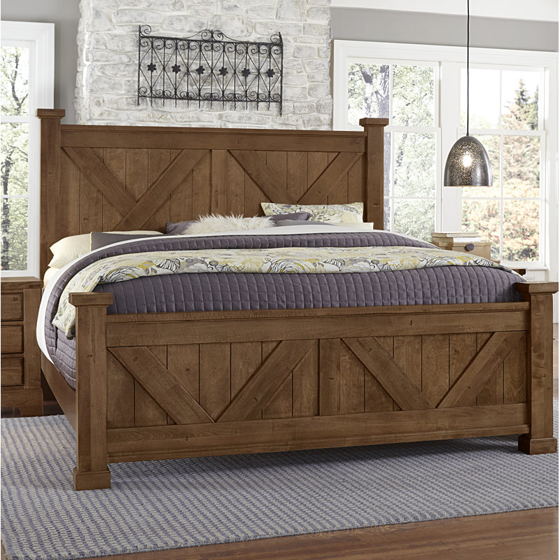 Grewitz Solid Wood Standard Bed, King, Amber