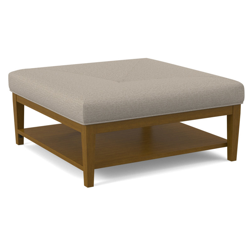 Hammond Square Ottoman, White Sugar Performance; 0863-91, Honey Finish