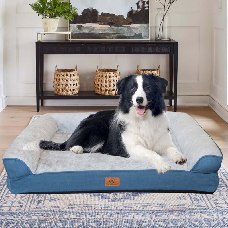 Grand lit pour chien en mousse viscoélastique imperméable pour chien avec côtés antidérapants