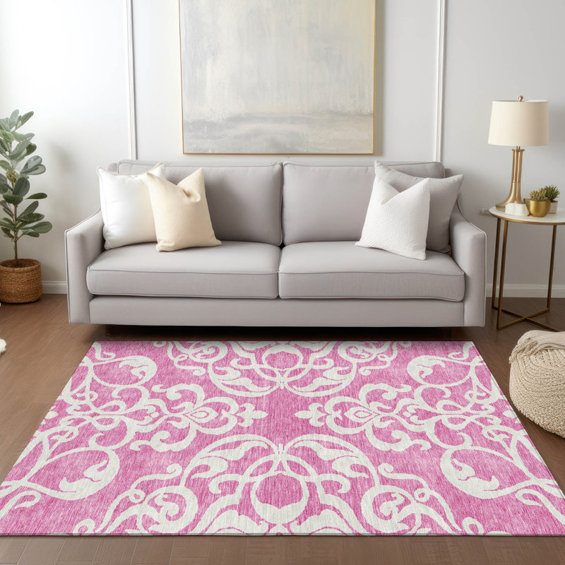 Chayden Washable Damask Indoor / Outdoor Rug, Rectangle 2'6" x 3'10"